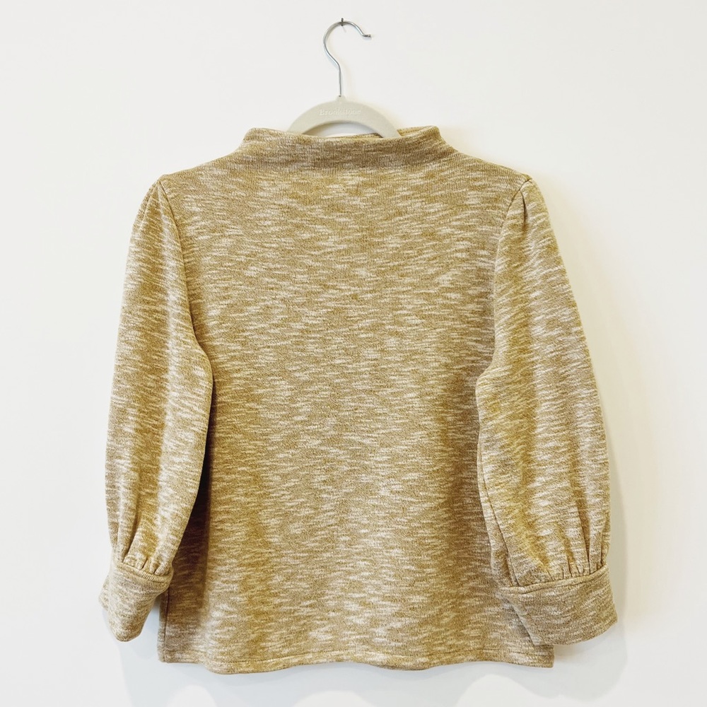 Madewell Gathered-Sleeve Mockneck Top Knit 3/4 Sleeves Pullover Sweater M - Picture 5 of 7